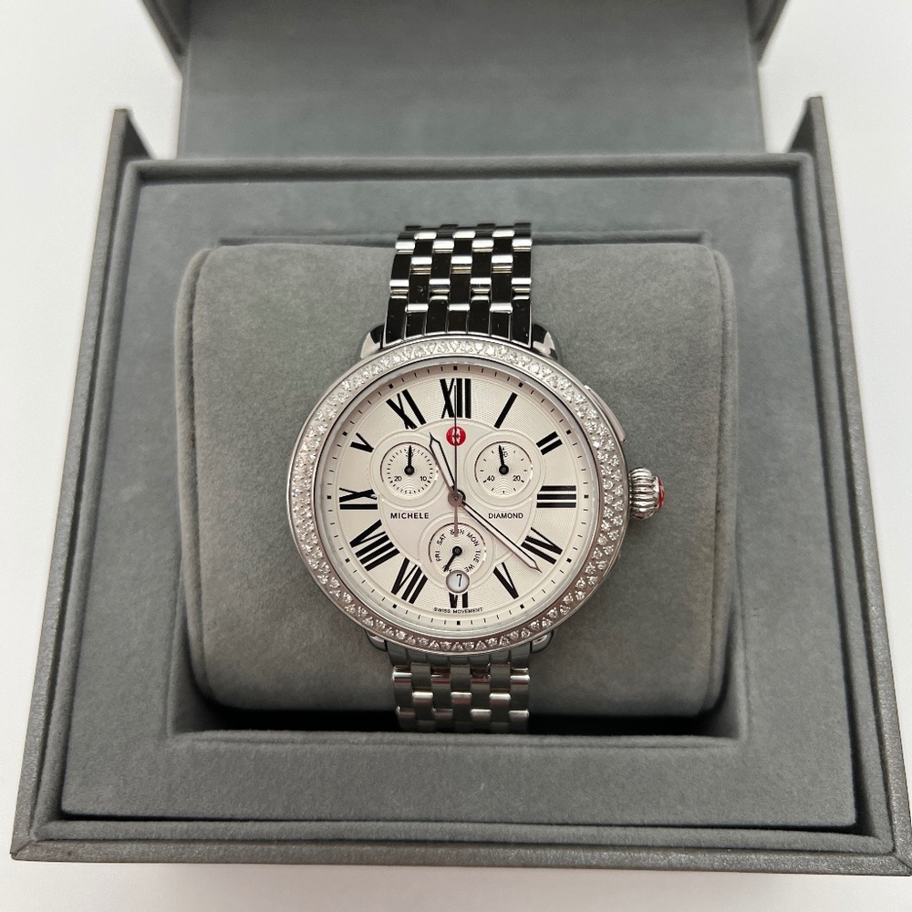 💖Michele Serein💖Diamond Silver Dial Chronograph 40mm Stainless Steel Ladi… - Picture 3 of 17